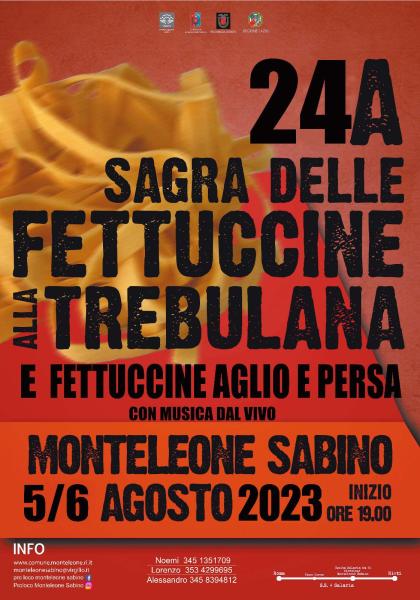 Monteleone Sabino è in sagra con le Fettuccine alla Trebulana – 5/6 agosto