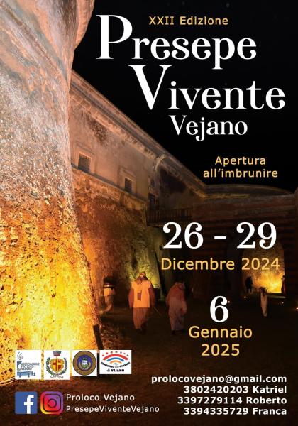 Vejano (VT): Presepe Vivente 26/29 Dicembre 2024 e 6 Gennaio 2025